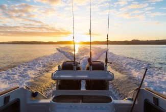Sunrise on fishing boat