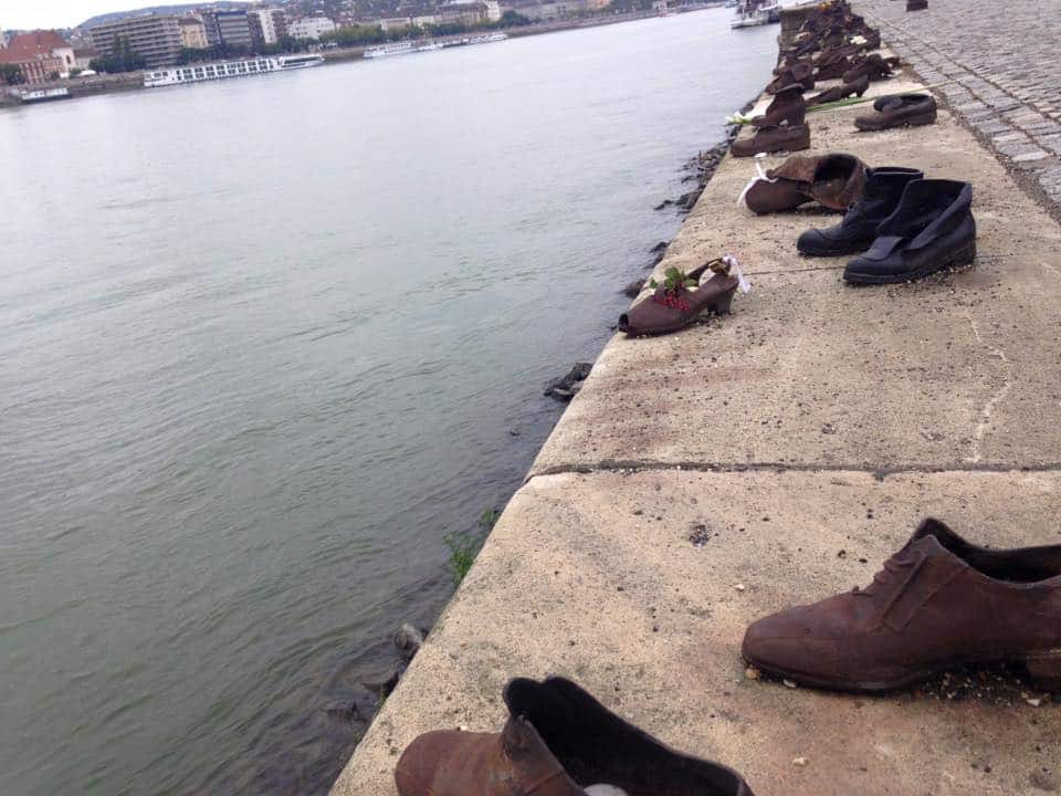 shoes on danube single shoes left along the waterway