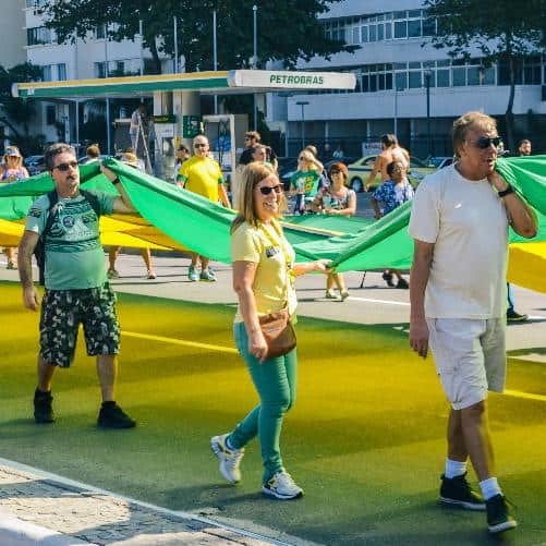 marchers in parade in Brazil