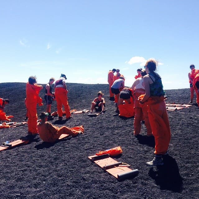 The top of Cerro Negro Volcano in Nicaragua.... minutes later we would sledding down!