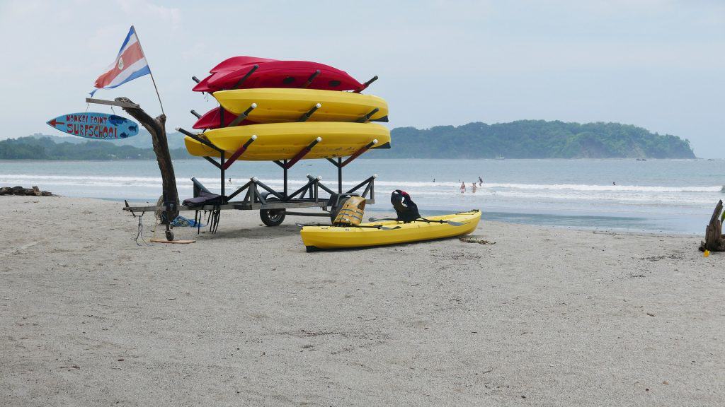 Kayaks on the beach in Costa Rica
