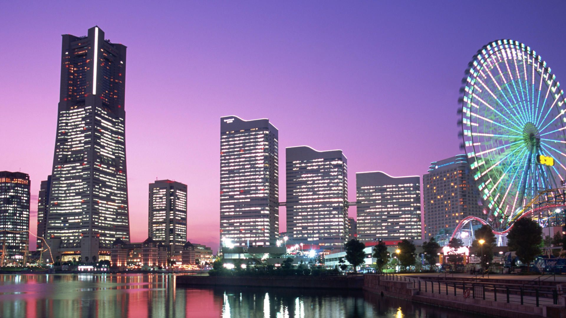 Japan,Honshu,Yokohama,Yokohama Pier,Night View of Minatomirai