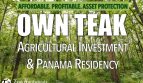 Panama Teak Investment with Visa and Residency