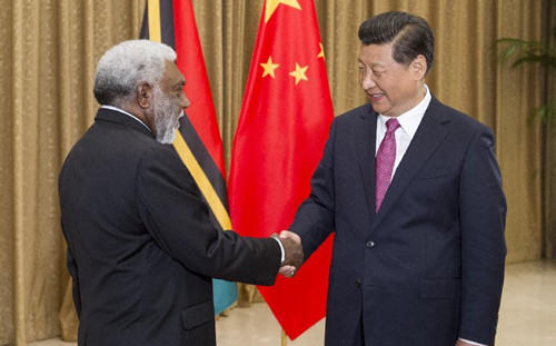 President of China Xi Jinping meets Vanuatu Prime Minister Mr. Joe Natuman