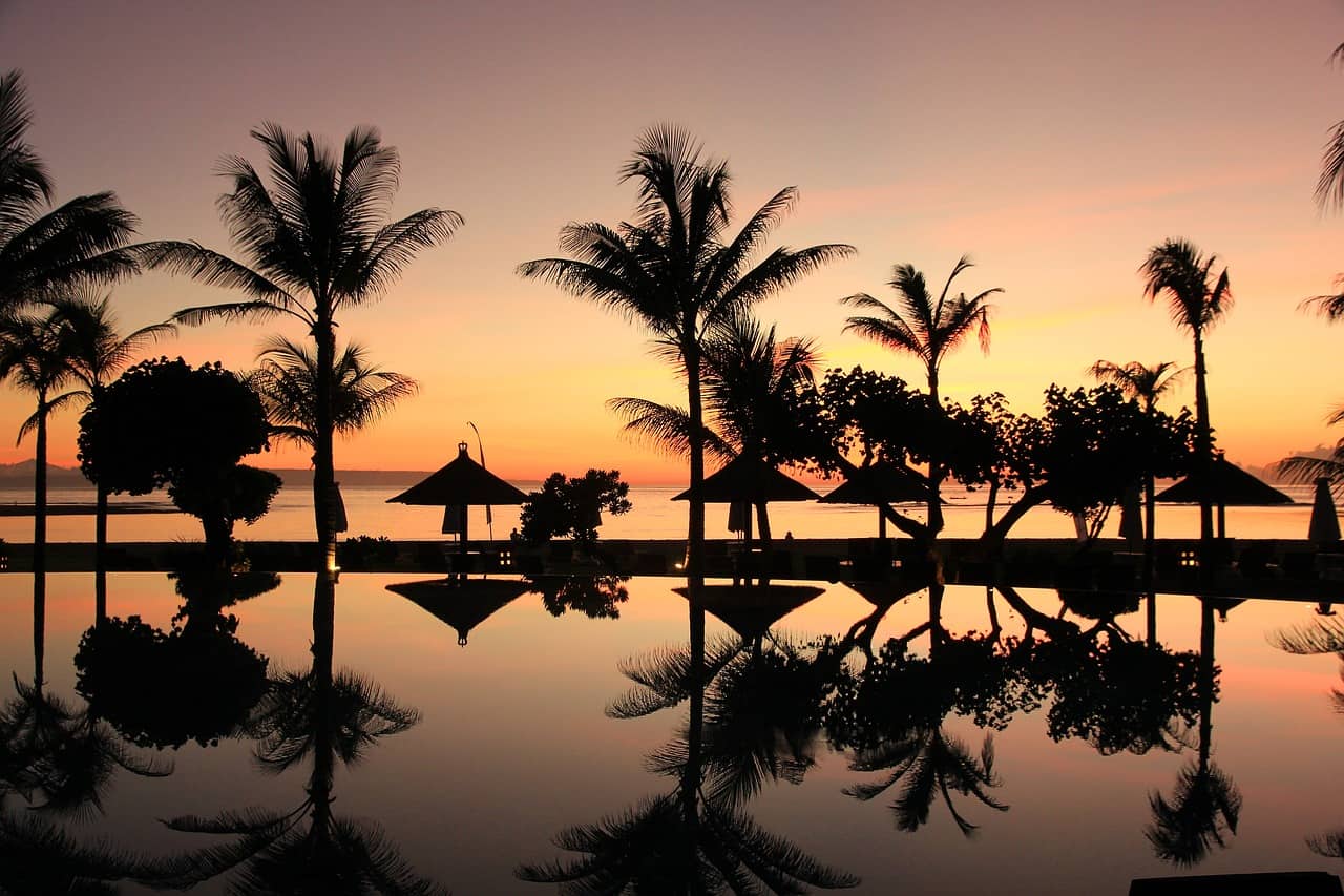 sunset by the beach in Bali