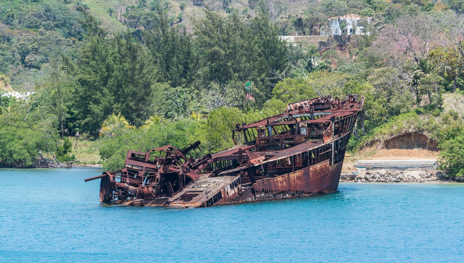 shipwreck in the water