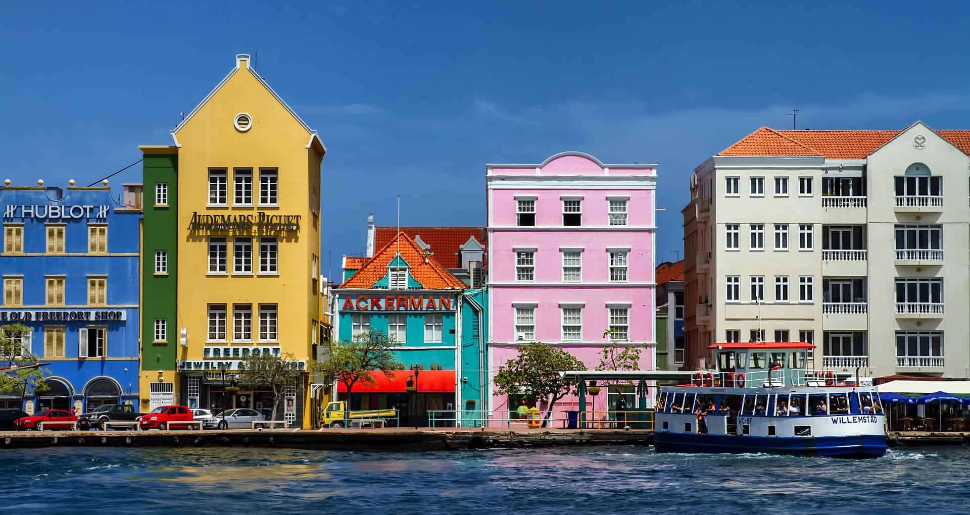 vibrant, colourful houses along the port