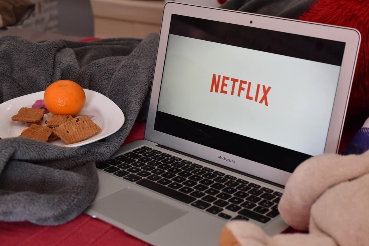Laptop with Netflix on it