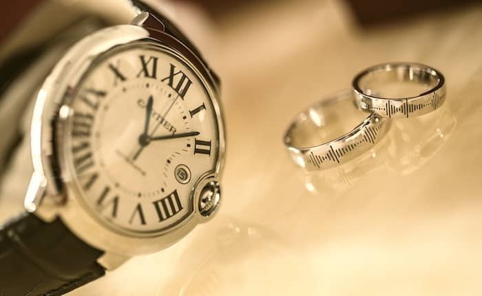 beautiful cartier watch with two rings