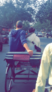 Ezra and Rael in a rickshaw, India, travel