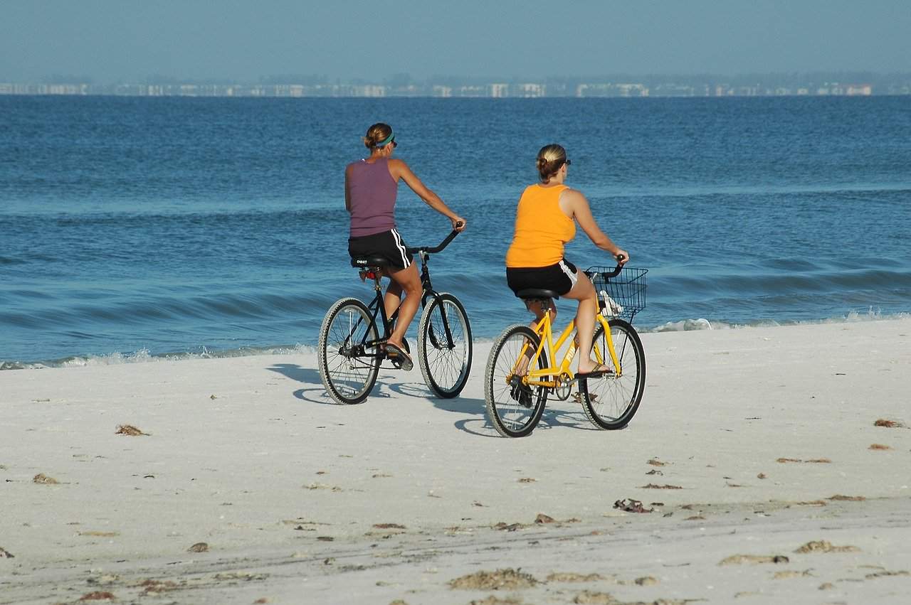 Bike riding on beach