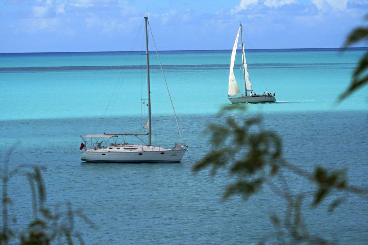 Sail boats in the water in Antigua