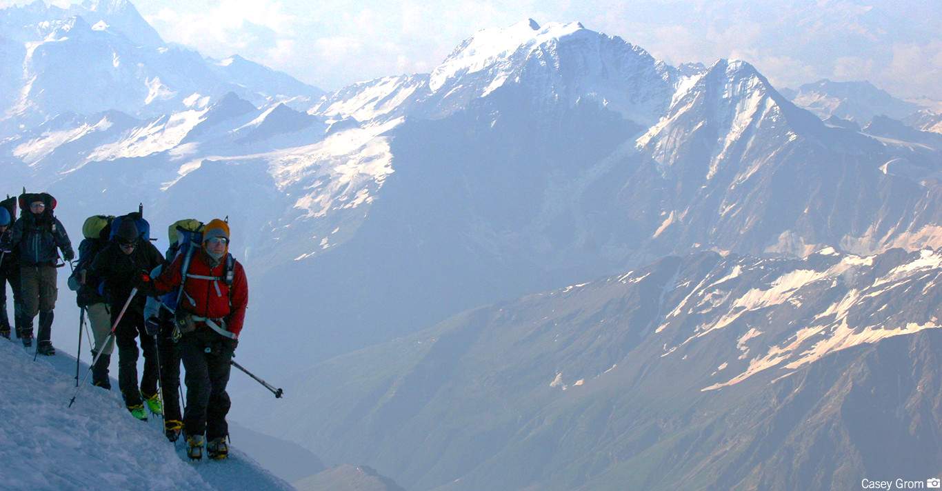 People hiking on Mount Elbrus
