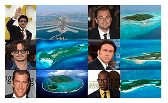 pictures of movie stars and the islands they own