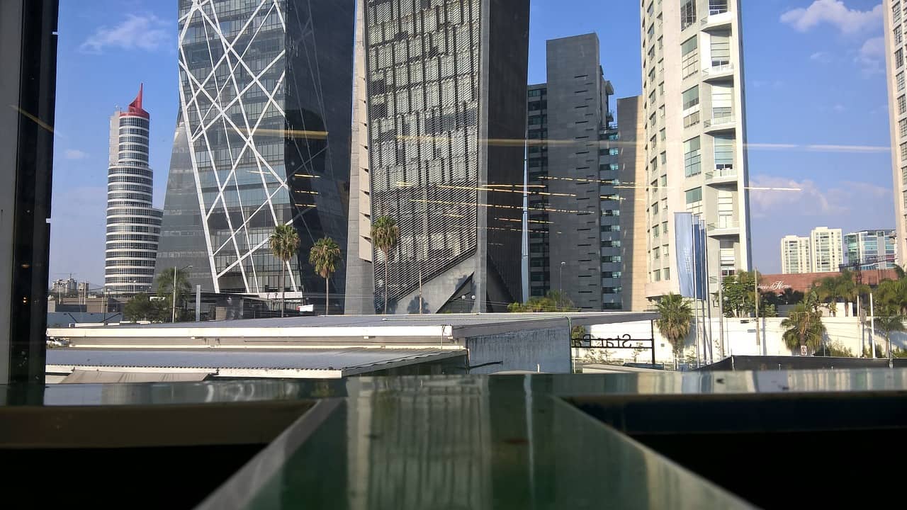 white and silver buildings in Mexico