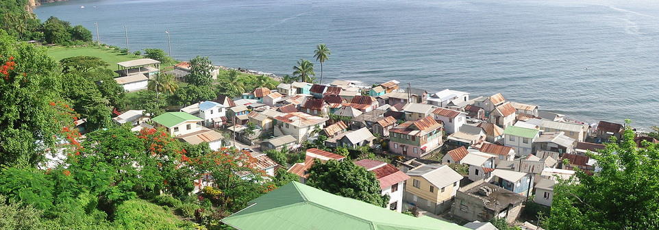 looking down on houses at the beach