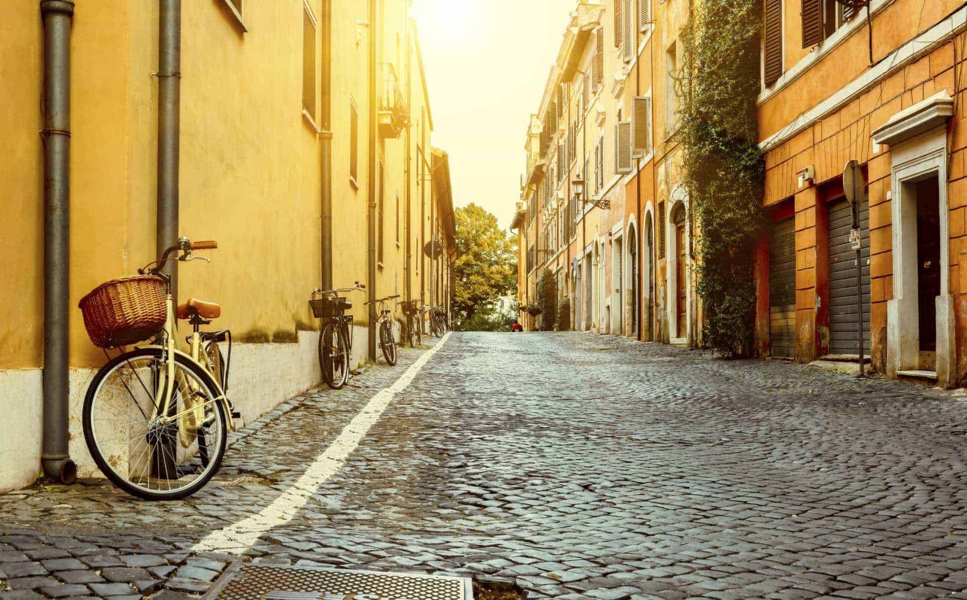 road between buildings in Italy