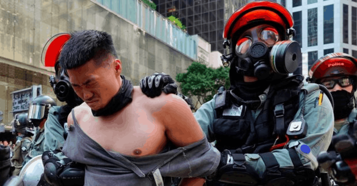 Hong Kong Man Being Accosted By Police Thugs