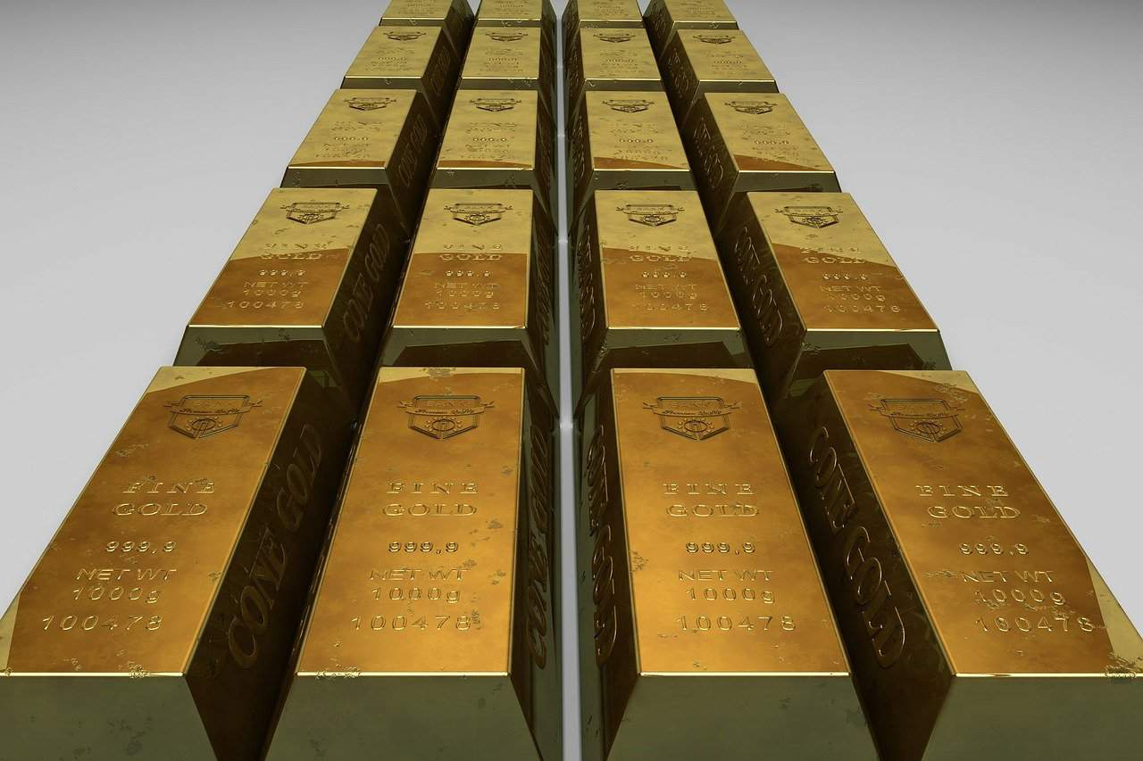 Gold bars lined up