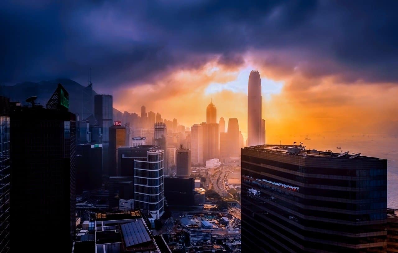 hong kong as the sun breaks through