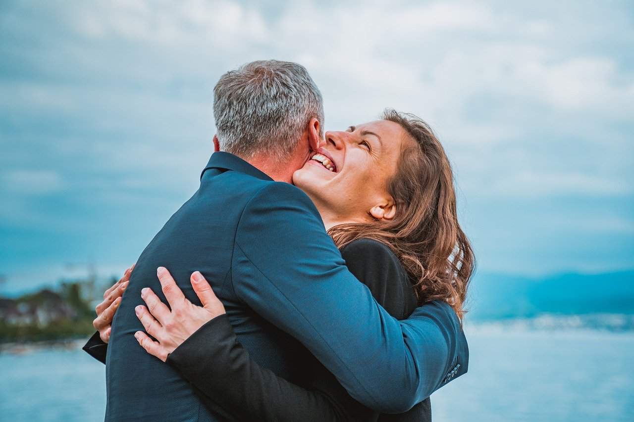 Man and woman hugging