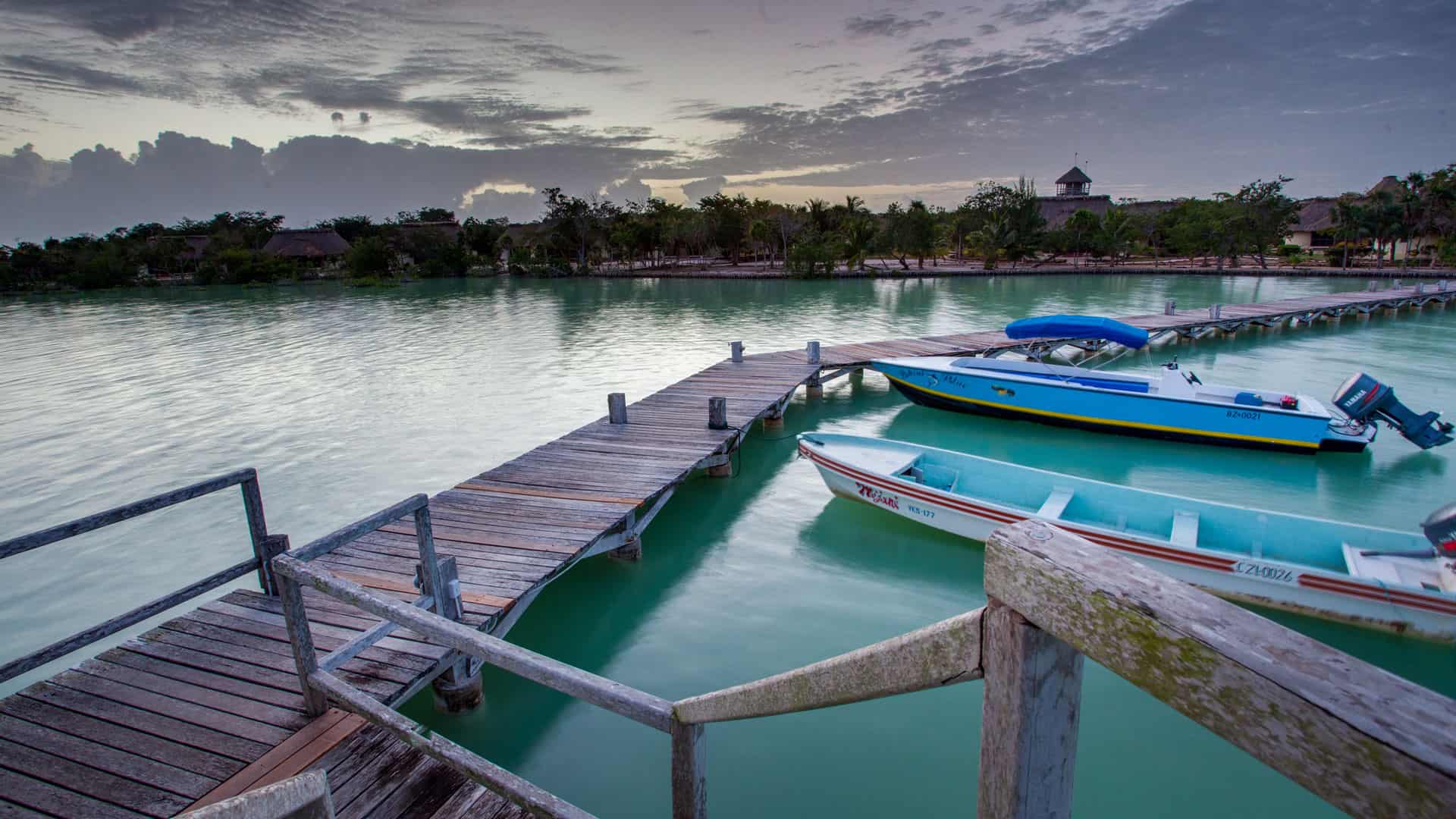 docks on the water in Belize