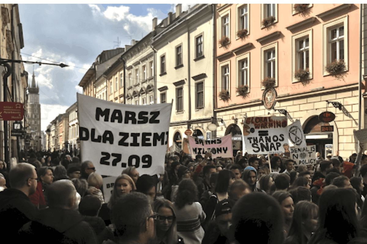 Protesters in Krakow, Poland