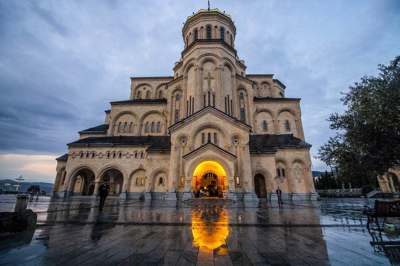 Outside a beautiful church in Tbilisi Georgia