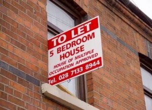 Rental sign on front of building