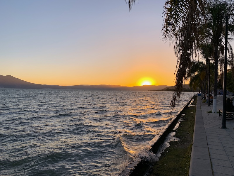 Sunset over Lake Chapala on the Ajijic Malecon