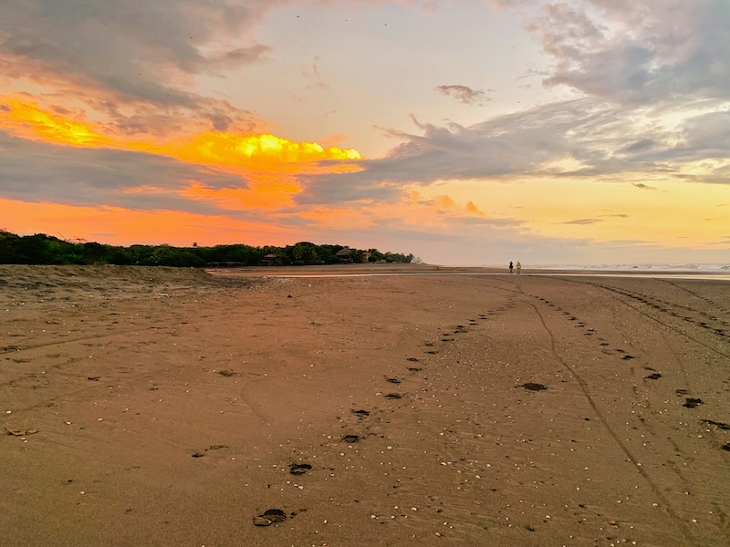 Walking on the beach at sunset