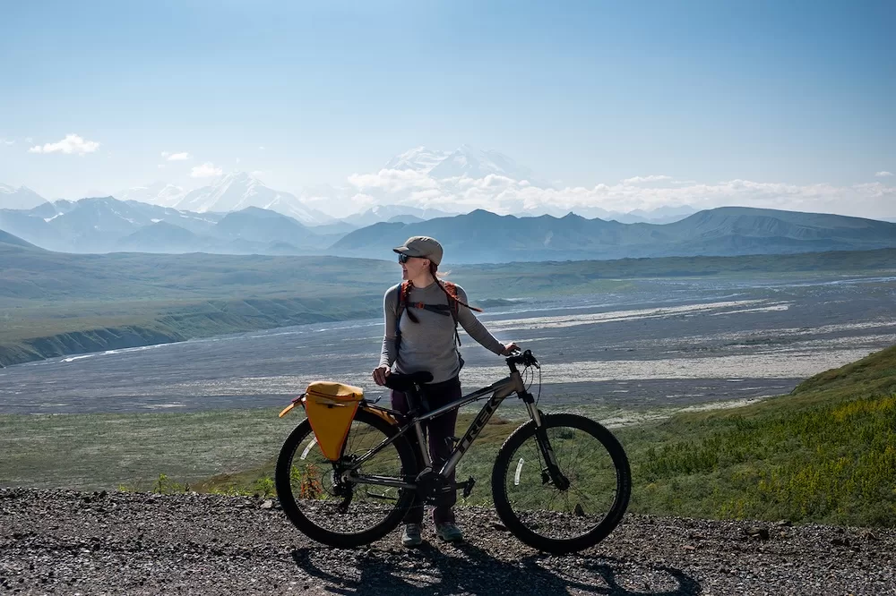 The author biking in Denali.