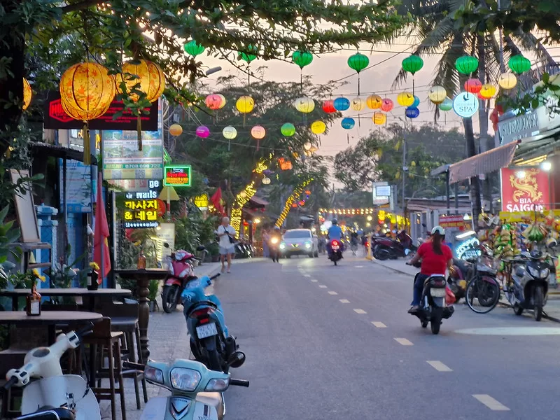 The main commercial road in An Bang.
