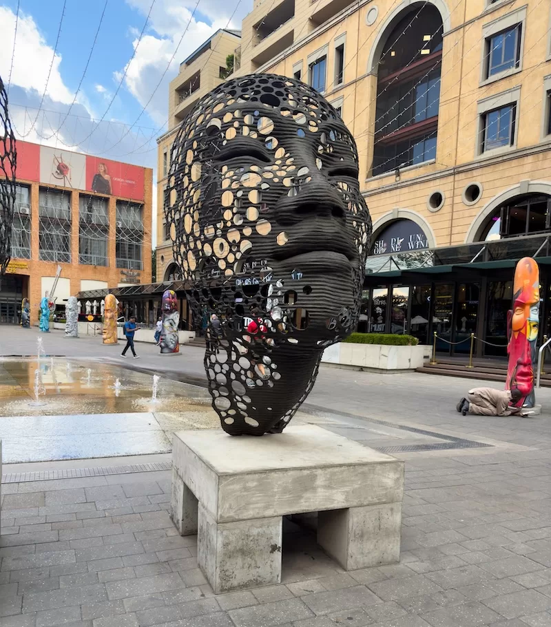 An art installation in Nelson Mandela Square, Sandton, Johannesburg.