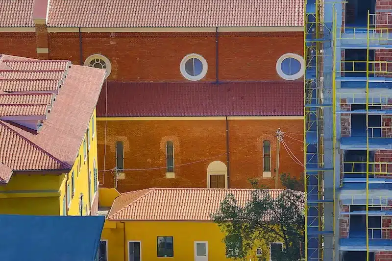 Colorful Houses of Tirana, Brightly painted tower blocks in Tirana