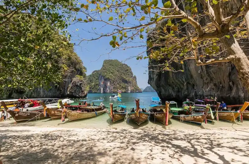 Tropical coastline and calm waters in Thailand