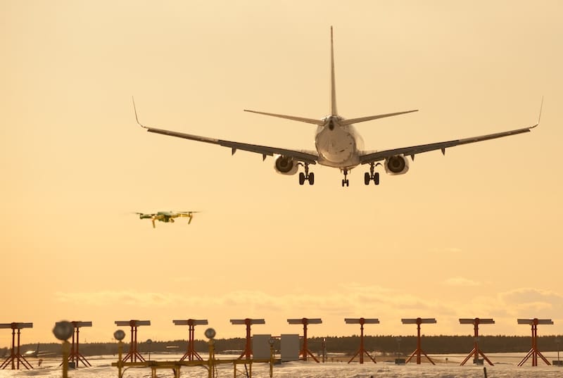 Drone and airplane landing