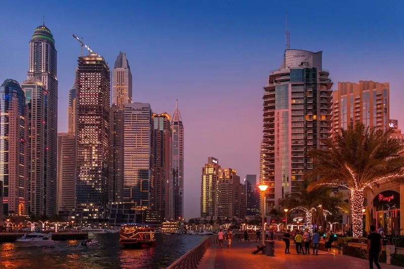 Dubai Marina at dusk, a reminder that in the UAE, ambition meets comfort. Zero income tax, unmatched connectivity, and cosmopolitan living make it a favorite for entrepreneurs and global professionals.