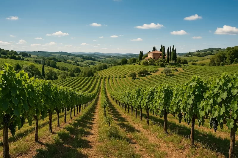 Chianti’s hills in late summer: rows of vines, cicadas in the heat, and the beat of a region that still lives by the harvest.