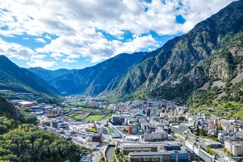 Mountain valley landscape in Andorra showing the principality nestled between peaks, representing Andorra's contained approach to growth as a small country expat destination