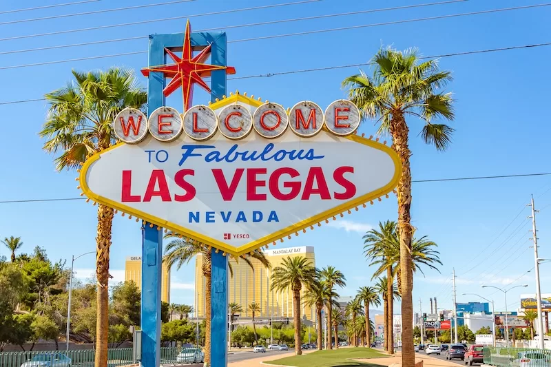 The iconic 'Welcome to Fabulous Las Vegas' sign, gateway to the Plan B Summit, where attendees explore international real estate, second residencies, and global lifestyles.