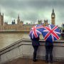 London skyline with Big Ben and Parliament during rainy weather conditions