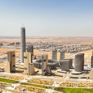 Egypt New Administrative Capital skyline with central skyscraper and urban masterplan