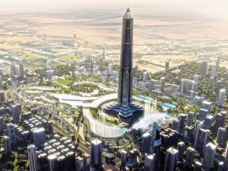 Satellite view of Egypt’s New Administrative Capital urban layout in desert