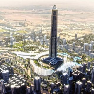 Satellite view of Egypt’s New Administrative Capital urban layout in desert
