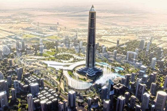 Satellite view of Egypt’s New Administrative Capital urban layout in desert