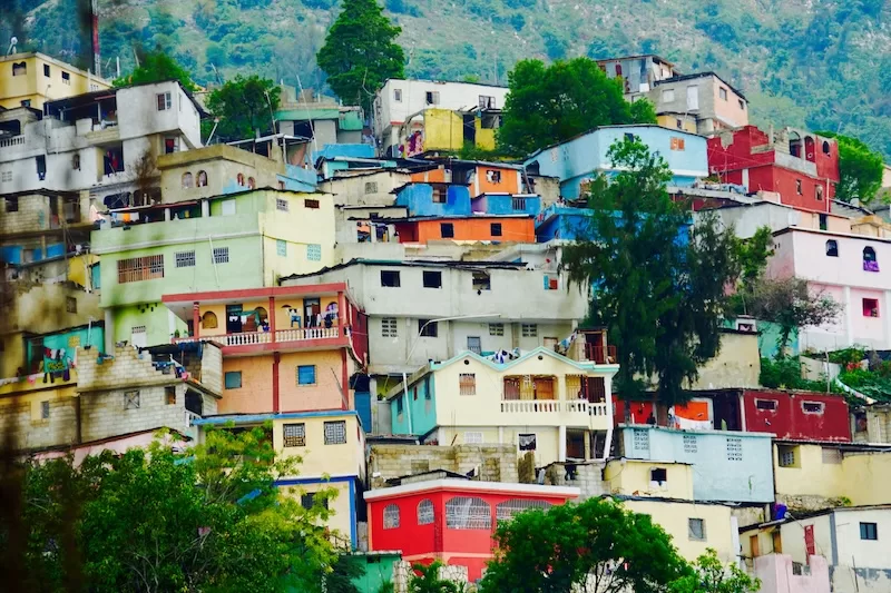 Dense residential area in Haiti reflecting infrastructure challenges and instability