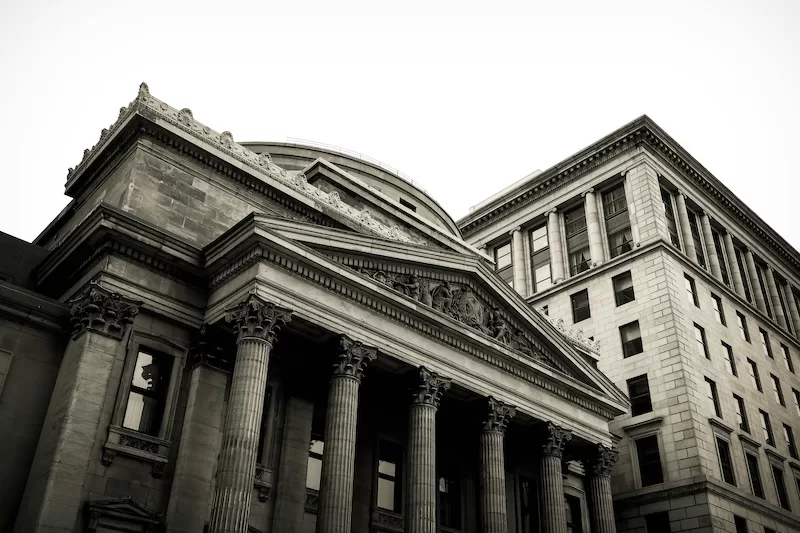 Traditional bank building representing financial stability and institutional trust
