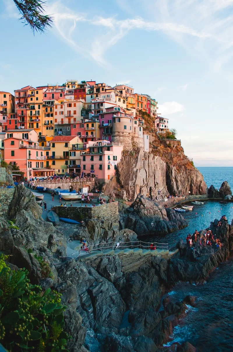 Cliffside village of Manarola in Cinque Terre, Italy, with colorful buildings above the sea