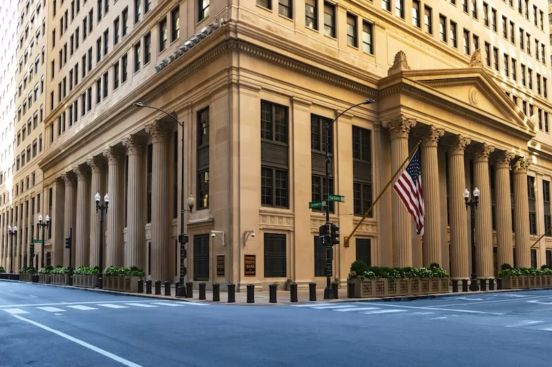 Historic bank building representing domestic banking and home base accounts